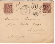MOUCHON 20CX2 LETTRE REC PARIS 68 4.1.1902 AU TARIF
