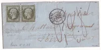 N°11 GC 2659 PAIRE NIMES GARD TAXE MANUSRITE 0.28 POUR VOIRON ISERE