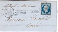 N° 14 PC 4223 TYPE MONTMELIAN 1 JUIN 1862 LETTRE POUR ST JEAN SAVOIE