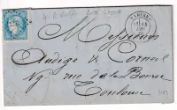 N°44 PC DU GC 2777 PAMIERS ARIEGE 14 DEC 1870 POUR TOULOUSE HAUTE GARONNE RARE
