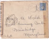 N°627 SEUL SUR LETTRE PLOGASNOU FINISTERE POUR LES USA 1945 CENSURE CENSOR C.H