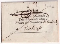 LETTRE EN FRANCHISE CARMELITE DE CAEN CALVADOS 1783 POUR TOULOUSE HAUTE GARONNE
