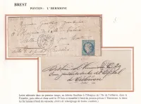 PRISON PONTON L'HERMIONE DEPART PARIS 1ER JUILLET 1871 POUR UN DETENU ILE DE TREBERON FINISTERE TRANSFERE A BORD DE L'HERMIONE EN RADE DE BREST COMMUNE DE PARIS