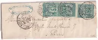 N°75 + 76 X2 ROUEN SEINE INFERIEURE 17 AVRIL 1877 POUR PARIS