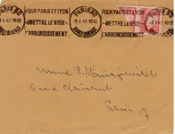 PETAIN 1FR PAIRE 1 COUPE EN 2 LETTRE MEC PARIS 30 8.1.1942 AU TARIF 1FR50 DU 5.1.42
