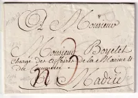 MARQUE P DE PARIS LENAIN N°14 INDICE 22 TEXTE REVOLTE DE LOUISIANE ETATS UNIS POUR MADRID ESPAGNE