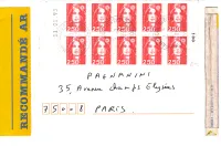 BRIAT 2FR50 ROUGE CARTE COMPLET COIN DATE LETTRE REC AR PARIS 3.7.1993