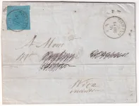 ITALIA SARDEGNA SARDE 20C TORINO LETTERE LETTRE TORINO 21 FEB 1854 TO NIZZA