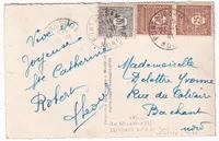 N°621 +622 X2 PONT SUR SAMBRE NORD 23.11.1944 CARTE POSTALE 5 MOTS