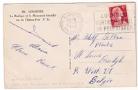 N°1009A ROULETTE LOURDES HAUTES PYRENEES 18.9.1955 SEUL SUR CARTE POSTALE 5 MOTS POUR LA BELGIQUE