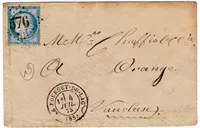 N° 60 GC 576 TYPE 17 LE BOURGET DU LAC 4 JUIL 1875 (88) SAVOIE PETITE ENVELOPPE  COTE 420€