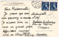 MERCURE 50CX2 414B CARTE MONNETIER 1940 HTE SAVOIE POUR GENEVE FRONTALIER