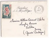 N°1391 PRESIDENCE DE LA REPUBLIQUE CARTE DE VISITE DU GENERAL DE GAULLE POUR ANGLETERRE 1964