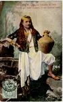 LEVANT 5C BLANC AU RECTO CARTE JEUNE FILLE LIBAN COSTUME DE FETE + TAD CORR ARMEES 1911 BEYROUTH