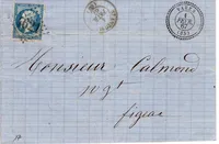 N° 22 GC 1621 TYPE 22 VAREN 1 FEVR 1867 LETTRE ° TYPE 15 ST ANTONIN VENDEE COTE 240€