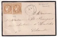 N°43A X2 BISTRE BRUN GC 1182 LA COURONNE CHARENTE POUR CHATEAU HURTEBIS