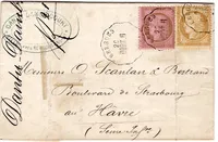 CERES 10C+15C LETTRE CONVOYEUR STATION BERGUES DUNK H (57)  1876 NORD