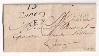 DOUBLE CURSIVE 13 EVRECY CAEN CALVADOS INDICE 20 1829 POUR CAEN TAXE MANUSCRIT 2