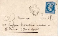 N° 14 PC TYPE 15 ST JEAN MAURIENNE 24 JUIL 1862 LETTRE BOITE P JARRIER