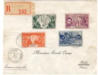SERIE EXPO COLONIALE LETTRE REC BANGUI 5 JANV 1935 POUR BULLE SUISSE