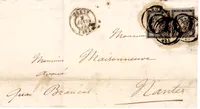 N° 3X2 LETTRE TYPE 15 NANTES 10 JANV 1849 EN ARRIVEE LETTRE DE BREST 9 JANV 1849