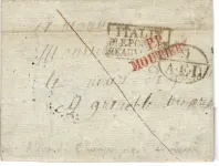 MARQUE SAVOIE ROUGE PP MOUTIERS LETTRE ECRITE LES ALLUES SAVOIE 1834POUR GRENOBLE + 9 AED