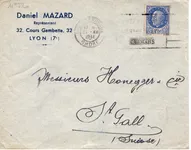 PETAIN 2FR50 BLEU N° 520 SEUL LETTRE MEC LYON 31.XIII.1941 POUR SUISSE AU TARIF
