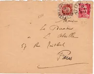GANDON 3FR MIXTE 1FR50 PETAIN BRUN  INTERDIT LETTRE LISIEUX GARE 19.3.1947
