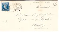 N° 14 PC 4207 TYPE 15 LA CHAMBRE 1 JUIL 1962 LETTRE BOITE B MONTGELAFREY