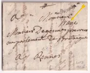 MARQUE FRANC PP DE BAYONNE BASSES PYRENEES 1762 LENAIN N°8 INDICE 18 POUR RENNES ILLE ET VILAINE