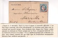 BALLON MONTE LE NEWTON N°37 PARIS SC ROUGE 3.01.1871 GAZETTE DES ABSENTS N°22 POUR MARSEILLE BEAU TEXTE
