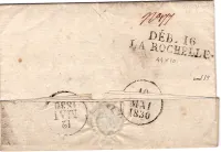 CHARENTE INFERIEURE DEB 16 LA ROCHELLE 1830 LETTRE DE PARIS POUR MILITAIRE A LA ROCHELLE