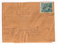 N°411 25C MERCURE SEUL SUR BANDE DE JOURNAL POUR LA BELGIQUE