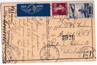 N°189 320 PARIS 1936 CARTE POSTALE PAR AVION POUR PRAGUE TCHECOSLOVAQUIE