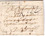 SARTHE DE MAMERS A SEC LENAIN N°4 1758 LETTRE POUR COGNAC COTE 600€