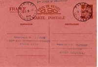 ENTIER IRIS 90C FAMILIAL ROSE PARIS 21 26.IX .1940 1FR JOUR EMISSION