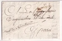 MARQUE 11 SAUVETERRE AVEYRON 33X9 INDICE 23 AN2 1794 FRANCHISE CONTRESEING DISTRICT DE SAUVETERRE POUR PARIS