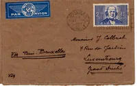 N° 439 SEUL DEPLIANT AVION MONTPELLIER 1939  POUR LUXEMBOURG  AFFR PA 1FR50 LUXEMBOURG