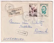N°1073 1087 RECOMMANDE 1956 BORDEAUX POUR REMICH LUXEMBOURG