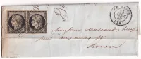 N°3 PAIRE GRILLE DU 15 JANVIER 1849 LE HAVRE SEINE INFERIEURE POUR ROUEN AU DOS LIGNE DU HAVRE