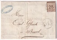ALSACE LORRAINE N°7 THANN HAUT RHIN 7.10.1871 POUR BALE SUISSE