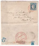 BALLON MONTE LE GAMBETTA PARIS SC ROUGE DU 8 JANVIER 1871 POUR TONNAY BOUTOUTE  CHARENTE INFERIEURE AU DOS CACHET ROUGE CABINET DU MINISTRE INTERIEUR ARRIVE 21.01.1871