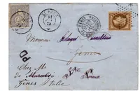 LAURE 30C ETOILE PARIS 3 29 JANV 1870 LETTRE POUR ST PREX SUISSE REEX 10C ST PREX POUR GENEVE