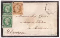 N°12 X2 + 13 PC 3164 STE LIVRADE LOT ET GARONNE POUR MONTIGNAC DORDOGNE 1855