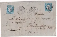 N°60 GC 3982 TOULOUSE REEXP N°60 GC 3800 ST PAUL TROIS CHATEAUX DROME POUR LYON RHONE 1872
