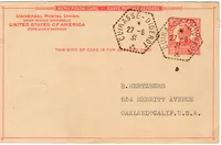 USA ENTIER REPONSE CP CACHET HEX PERLE CUIRASSE DIDEROT 21.5.31 + VERSO GRIFFE