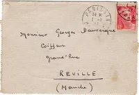 GANDON 3FR N° 716 SEUL LETTRE TAD PARIS XIX 1.1.1947 ECRITE 31.12.46 CHANGEMENT TARIF