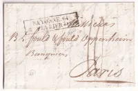 MARQUE ESSAI FEVRIER 1828 BAYONNE BASSES PYRENEES POUR PARIS