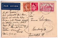 N°235 283 290 PARIS 1935 CARTE POSTALE PAR AVION POUR HAMBOURG ALLEMAGNE