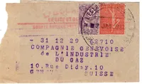 SEMEUSE 50C +10C BLANC OBL PREO ECLAIREUR NICE 1930 POUR SUISSE